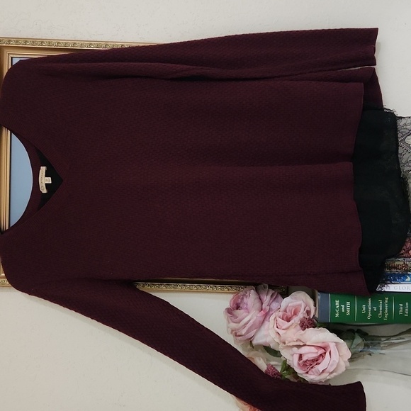 Burgundy Sweater Blouse Back Zipper Medium Sexy Goth Comfort Dark Romance - Picture 6 of 10